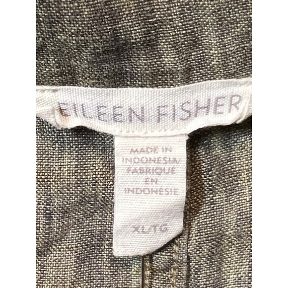 Eileen Fisher XL Green Beige Linen Button Up‎ Shirt Jacket Oversized - Picture 5 of 14